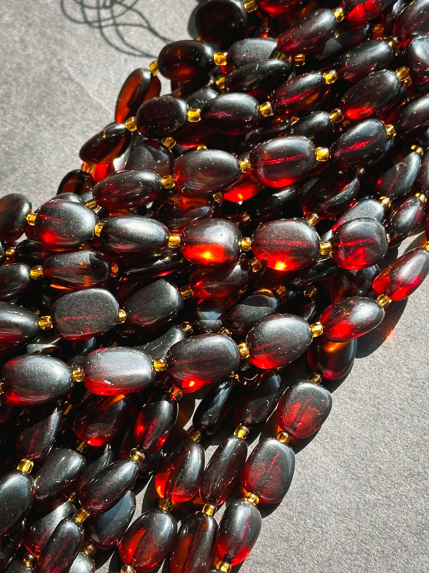 Natural Amber Gemstone Bead 14x10mm Oval Shape Bead, Beautiful Natural Dark Red Brown Color Amber Stone Bead Full Strand 15.5"