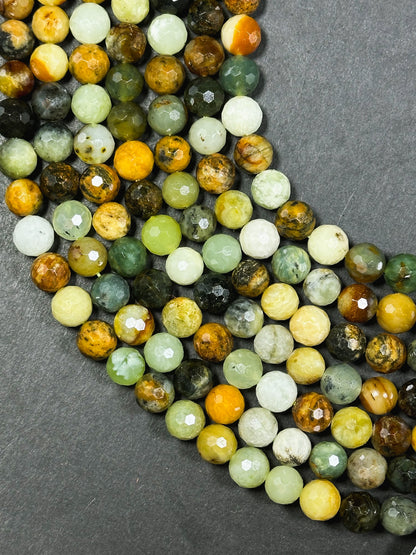 Natural Flower Jade Gemstone Bead Faceted 6mm 8mm 10mm Round Beads, Gorgeous Natural Multicolor Flower Jade Gemstone Beads Full Strand 15.5"