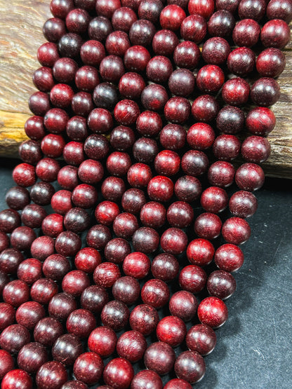 Natural Red Rosewood Beads 8mm 10mm Round Beads, Natural Mahogany Dark Red Aromatic Wood Meditation Prayer Mala Beads Full Strand 15.5"