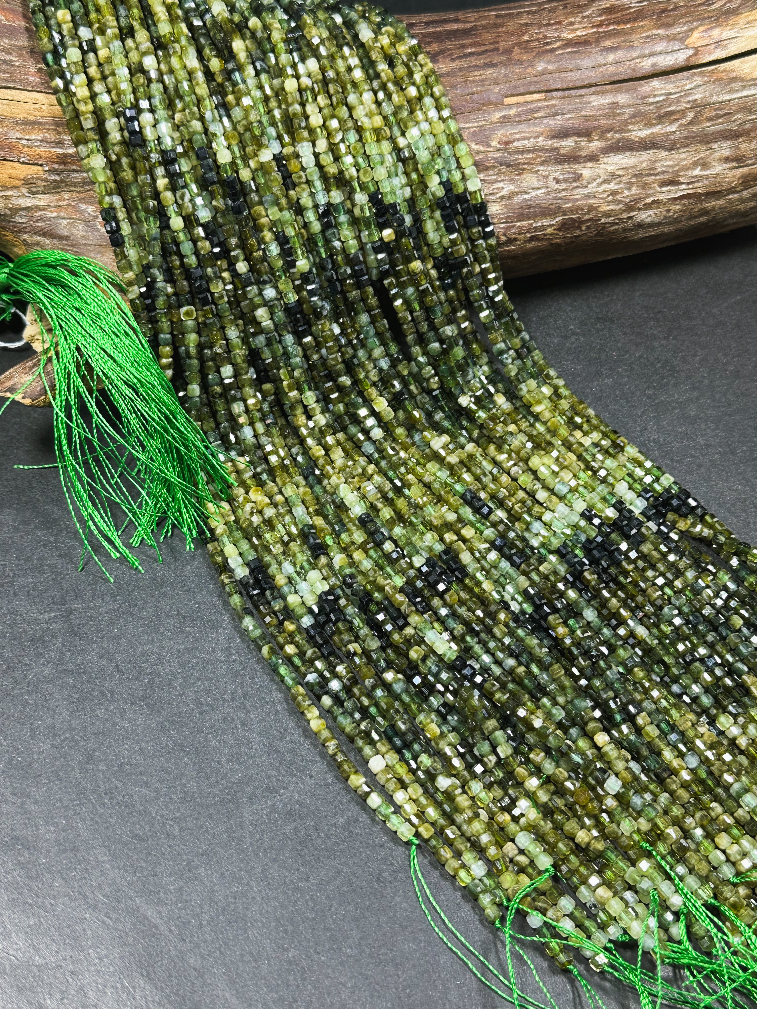 Natural Green Tourmaline Tube Necklace 15 Inches, 3.7*4.7 mm - outlet 3.2*14.9 mm, Tourmaline Tube Beads, Handmade Beads, SKU No. 526