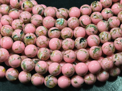 Beautiful Howlite Abalone Shell Bead 6mm 8mm 10mm Round Bead, Gorgeous Pink Color Howlite Natural Abalone Shell Bead Full Strand 15.5"