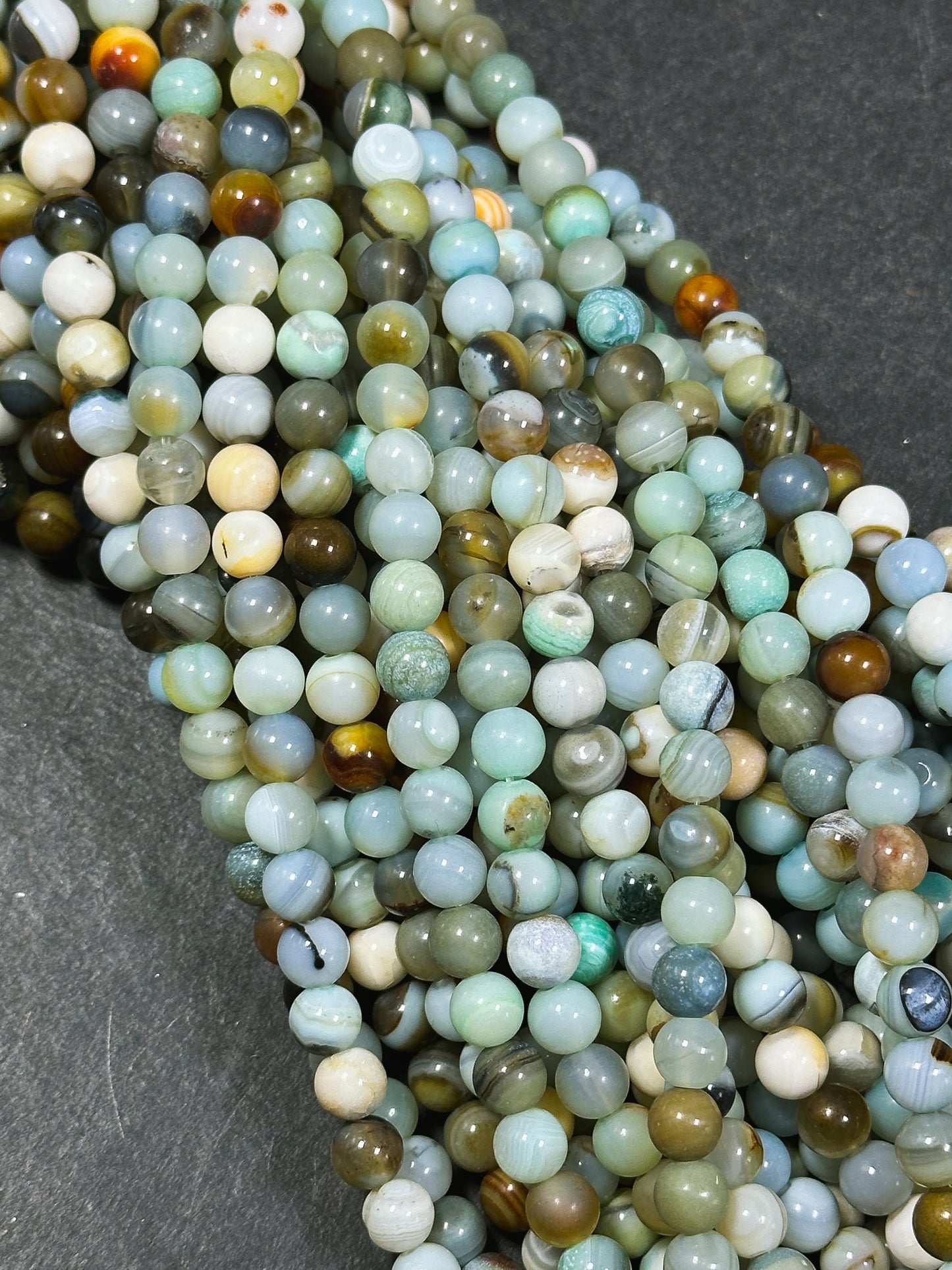 Natural Dragon Skin Agate Gemstone Bead 6mm Round Beads, Gorgeous Natural Multicolor Blue Brown Color Dragon Skin Agate Beads 15.5" Strand