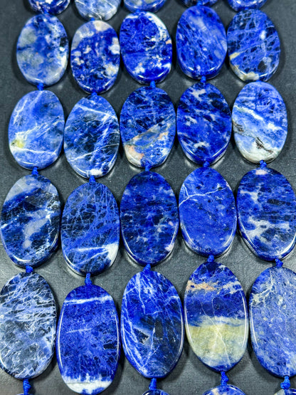 NATURAL Sodalite Gemstone Bead 51x30mm Oval Shape Bead, Beautiful Natural Blue White Color Sodalite Gemstone Loose Beads Full Strand 15.5"