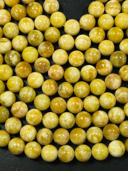 Natural Yellow Jade Gemstone Bead 6mm 8mm 10mm Round Beads, Beautiful Yellow Color Jade Gemstone Bead, Excellent Quality Full Strand 15.5"