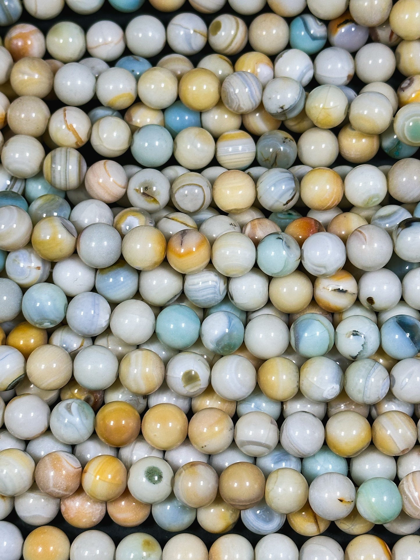 Natural Dragon Skin Agate Gemstone Bead 10mm Round Beads, Beautiful Light Blue Orange Beige Color Dragon Skin Agate Beads Great Quality 15.5