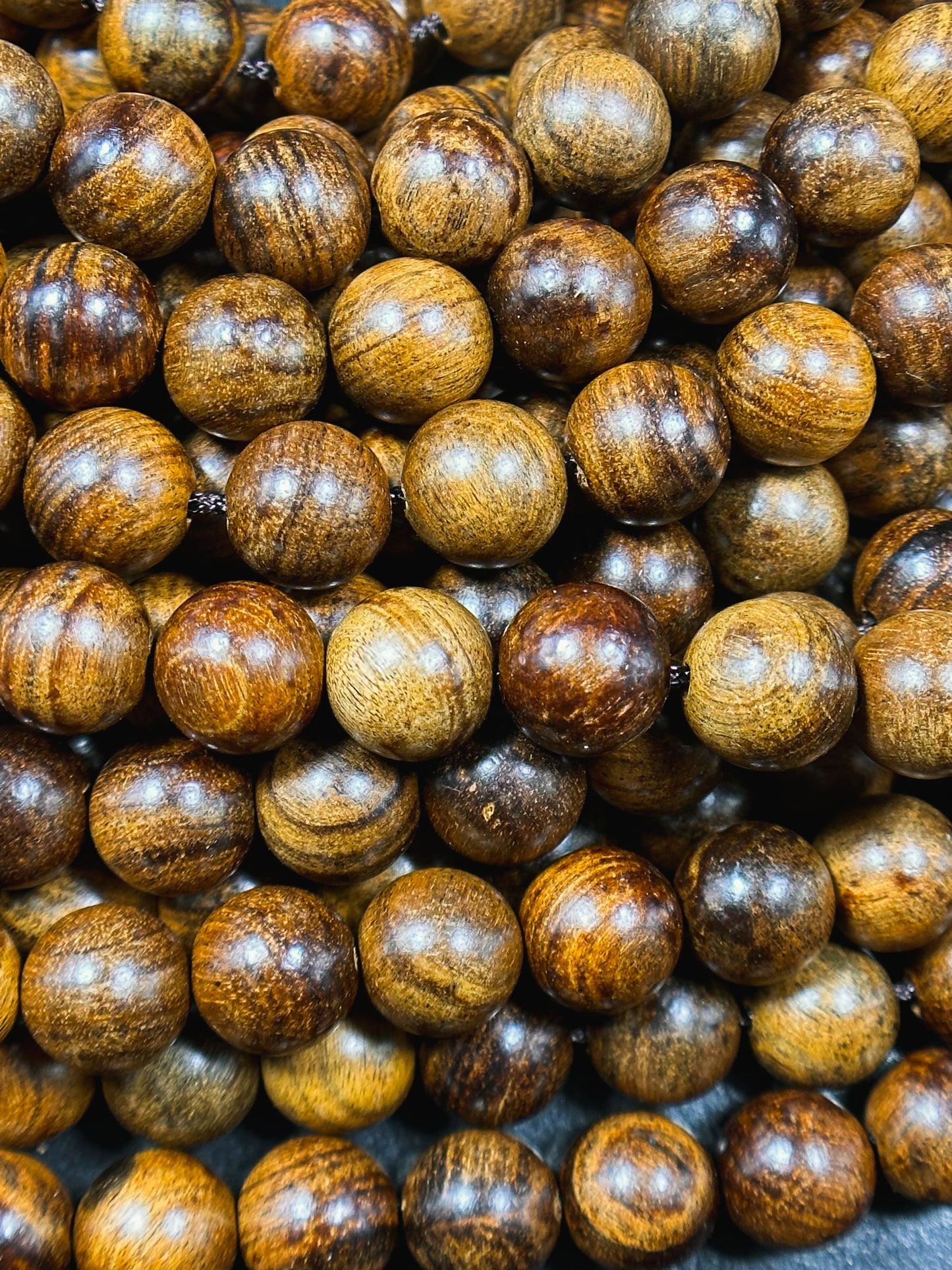 Natural Tiger Skin Sandalwood Beads 6mm 8mm 10mm Round Beads, Natural Brown Aromatic Wood Meditation Prayer Mala Beads Full Strand 15.5"