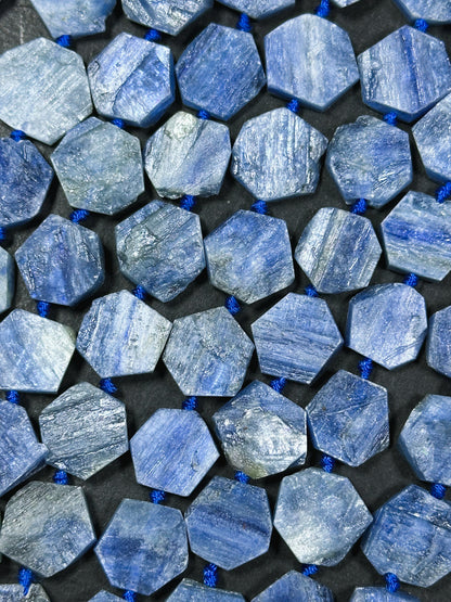 Natural Kyanite Gemstone Bead 14mm Hexagon Shape Bead, Beautiful Natural Blue Color Kyanite Gemstone Beads, Great Quality Full Strand 15.5"