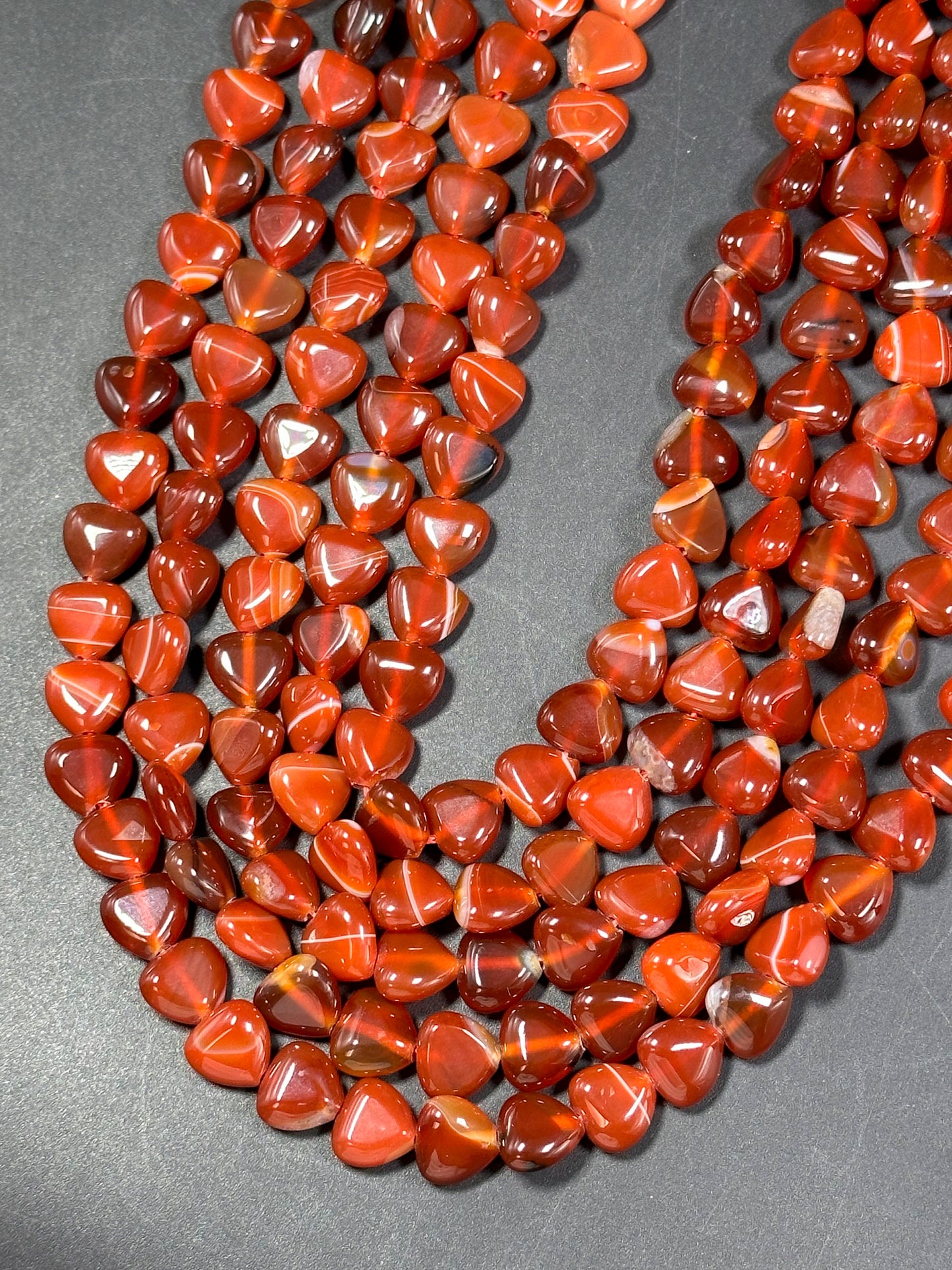 NATURAL Botswana Gemstone Bead 10mm Heart Shape Bead, Beautiful Red Orange Color Botswana Agate Gemstone Bead, Great Quality 15.5" Strand