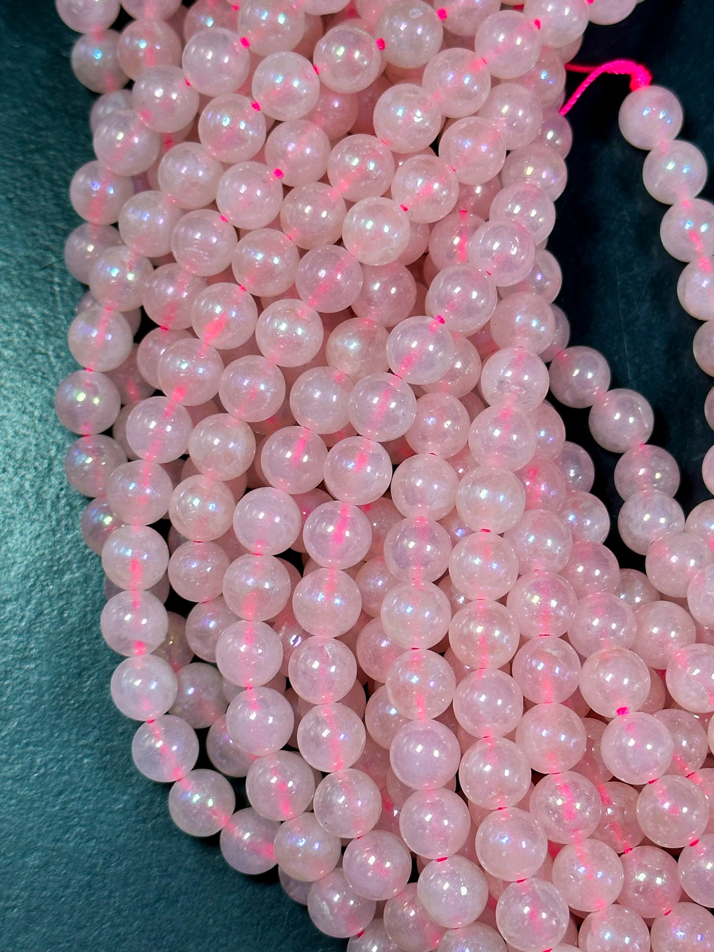 AAA Mystic Natural Rose Quartz Gemstone Bead 6mm 8mm 10mm Round Bead, Beautiful Natural Pink Color Rose Quartz Gemstone Bead 15.5" Strand