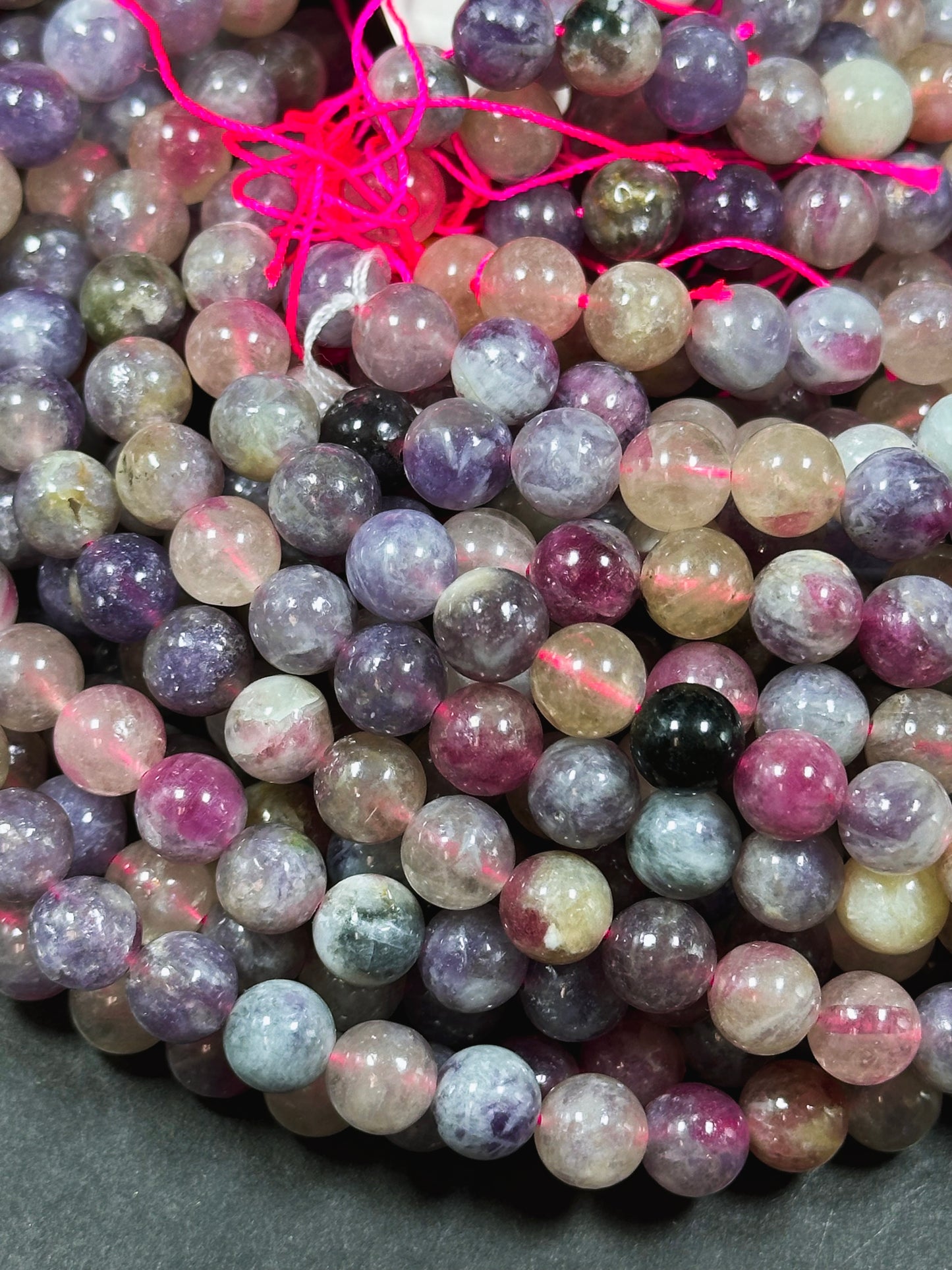 Natural Purple Tourmaline Gemstone Bead 6mm 8mm 10mm Round Beads, Beautiful Purple Pink Color Tourmaline Gemstone Beads Full Strand 15.5"