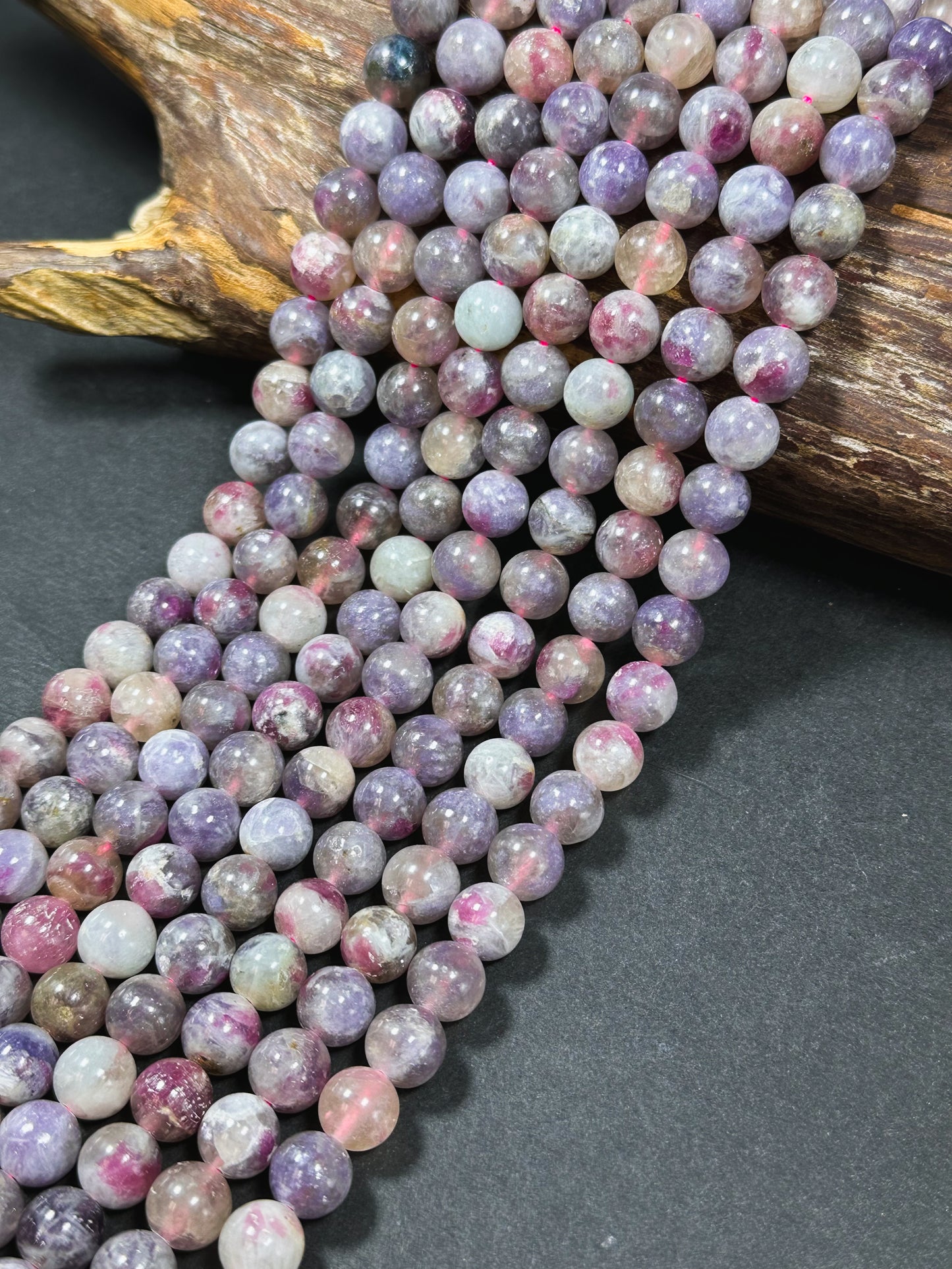 Natural Purple Tourmaline Gemstone Bead 6mm 8mm 10mm Round Beads, Beautiful Purple Pink Color Tourmaline Gemstone Beads Full Strand 15.5"