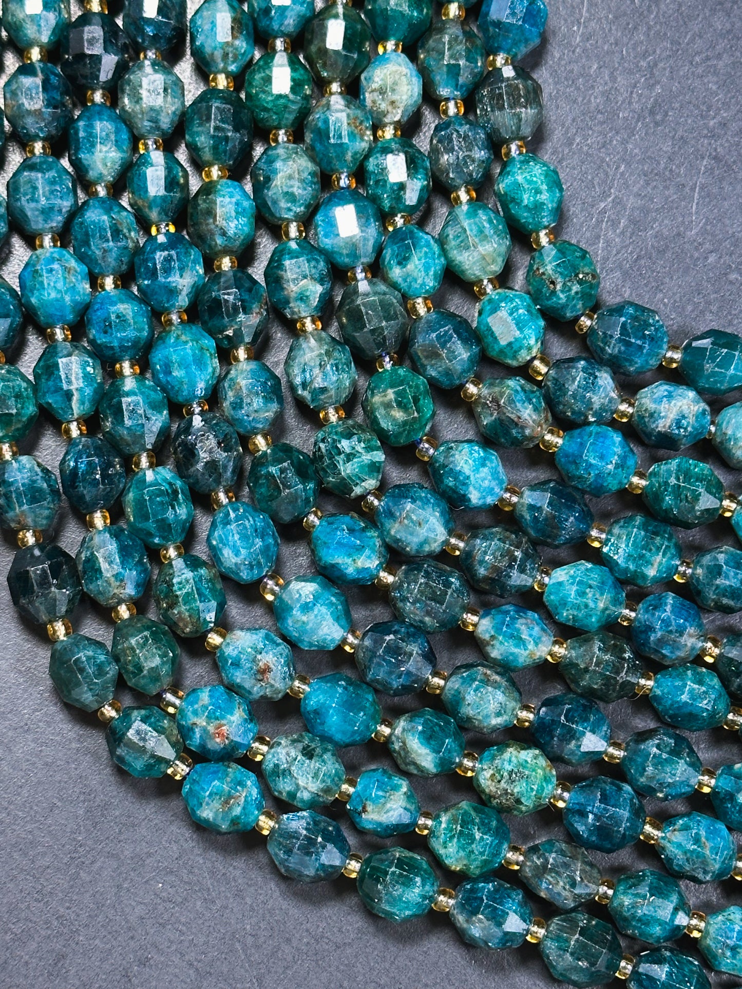 AAA Natural Apatite Gemstone Bead Faceted 10mm Diamond Cut Bead, Beautiful Natural Deep Blue Color Apatite Gemstone Bead Great Quality 15.5"