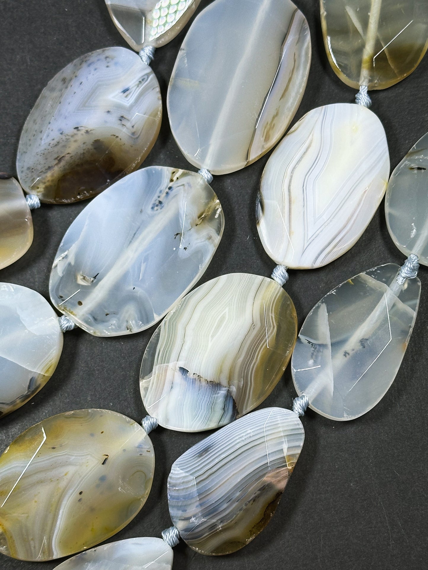 Natural Botswana Agate Gemstone Bead Freeform Faceted Oval Shape, Gorgeous Natural Gray Beige Color Botswana Agate Excellent Quality 15.5"