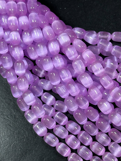 Natural Purple Selenite Gemstone Bead 12x8mm Tube Shape, Beautiful Lavender Purple Color Selenite Beads, Great Quality Full Strand 15.5"