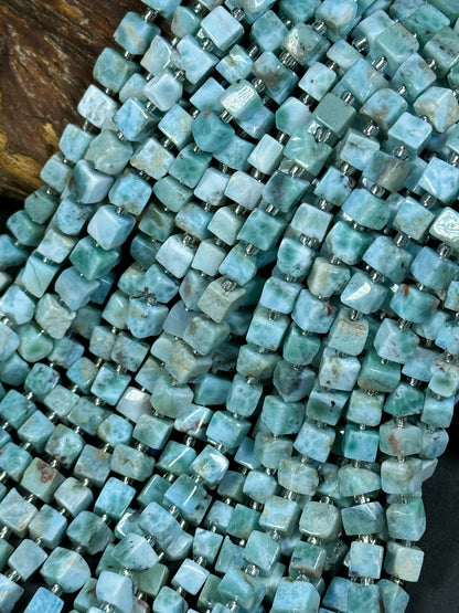 AAA Natural Larimar Gemstone Bead 6mm Cube Shape, Beautiful Natural Blue Color Larimar Gemstone Bead, Excellent High Quality 15.5" Strand