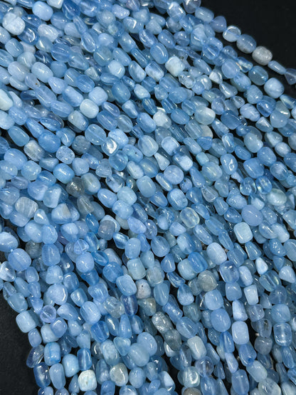 Natural Aquamarine Gemstone Bead Freeform Pebble Shape, Beautiful Natural Blue Color Aquamarine Stone Bead, Great Quality Full Strand 15.5"