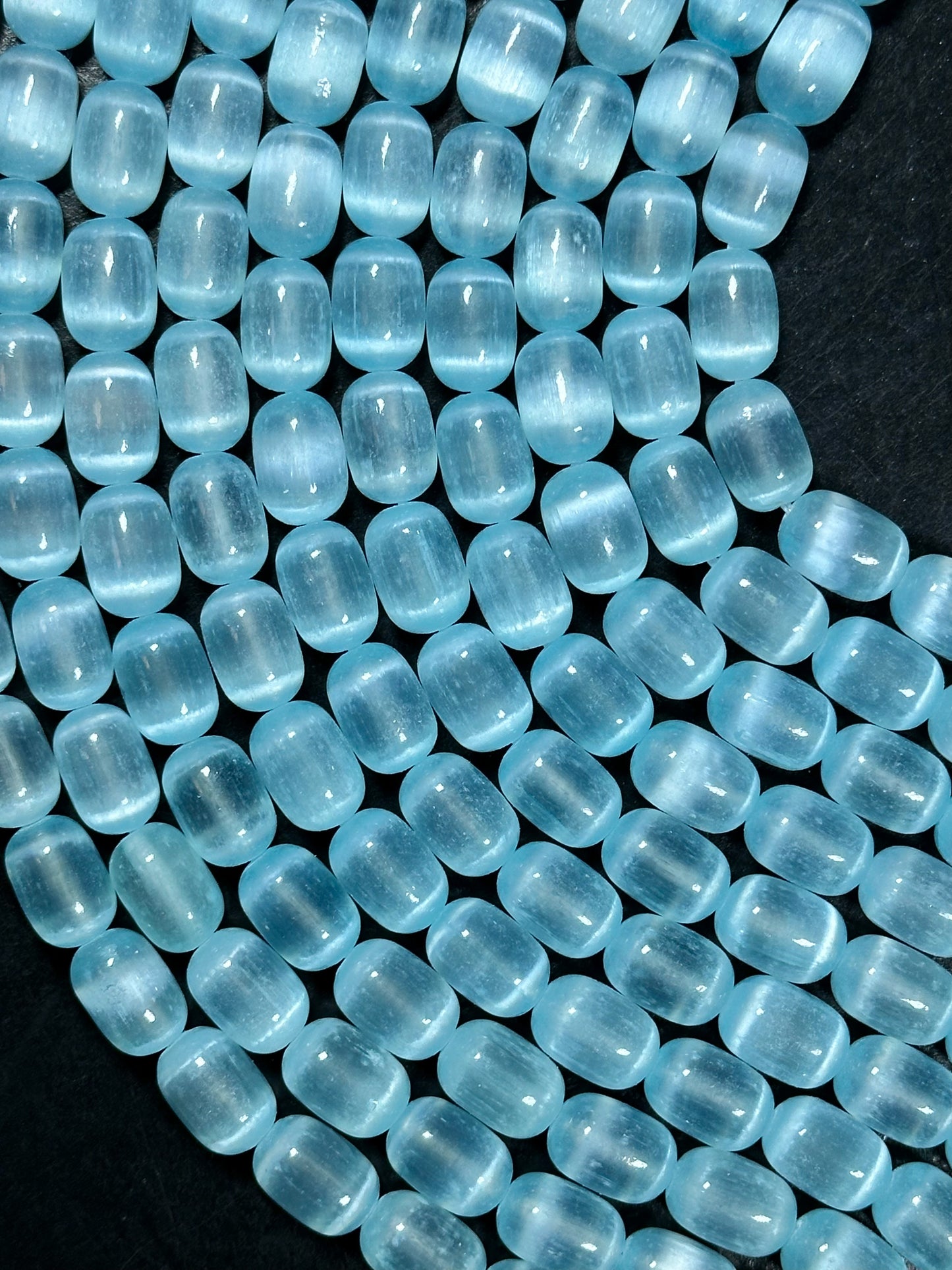 Natural Blue Selenite Gemstone Bead 12x8mm Tube Shape Bead, Beautiful Turquoise Blue Color Selenite Beads, Great Quality Full Strand 15.5"