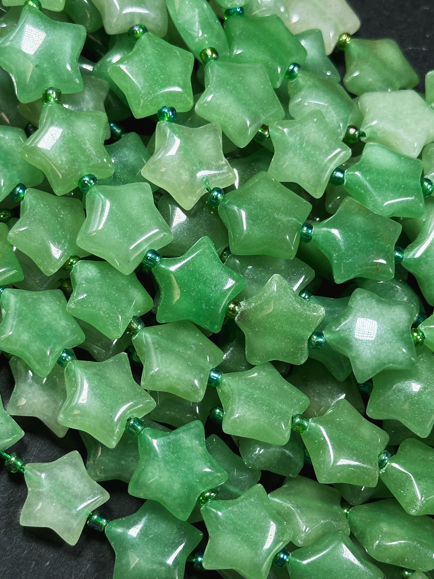 Natural Aventurine Gemstone Bead 15mm Star Shape Bead, Beautiful Natural Green Jade Color Aventurine Beads Great Quality Full Strand 15.5"