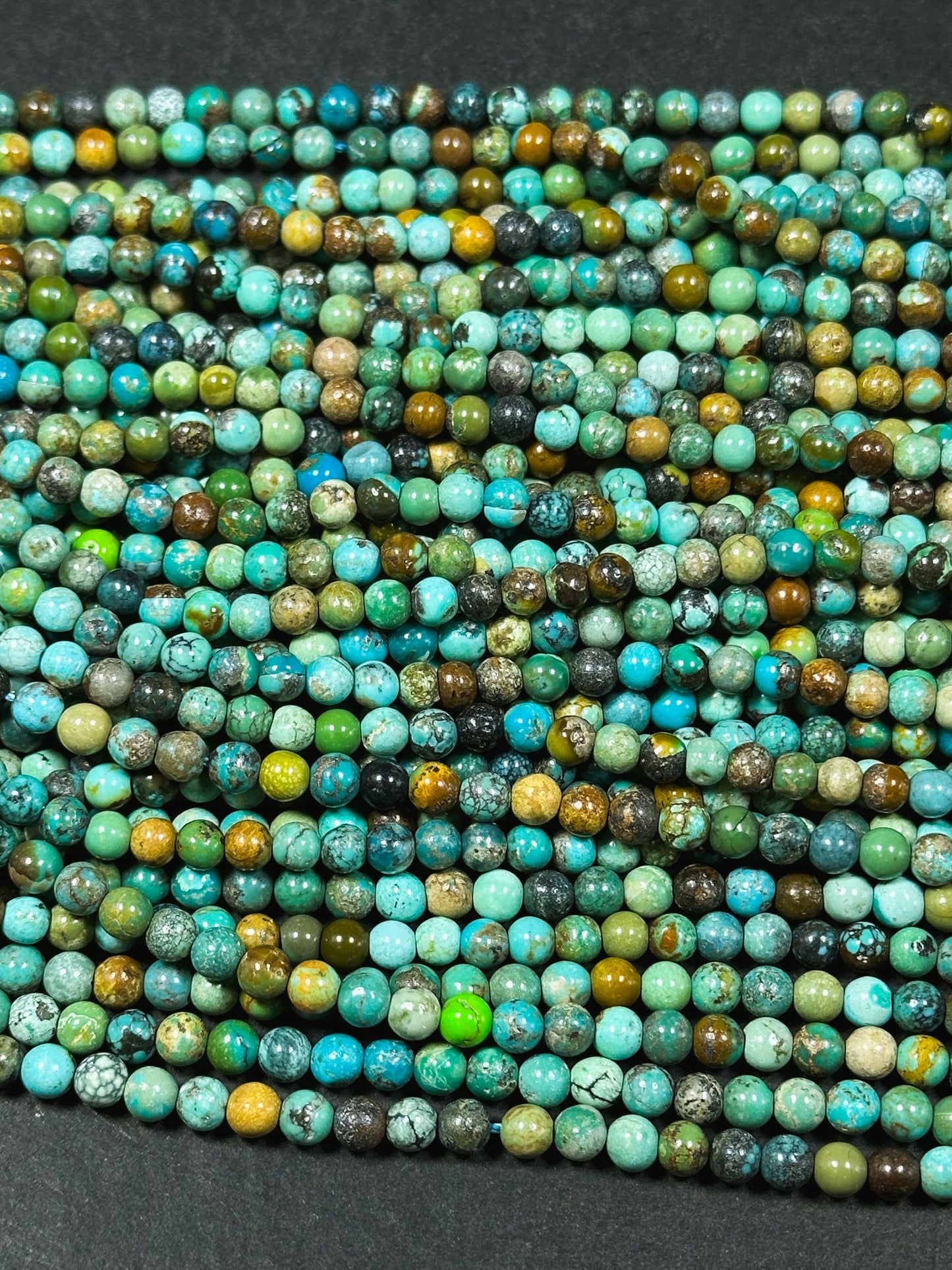 Natural Turquoise Gemstone Bead 4mm Round Beads, Beautiful Natural Blue Green Color Hubei Chinese Turquoise Stone Beads Full Strand 15.5"