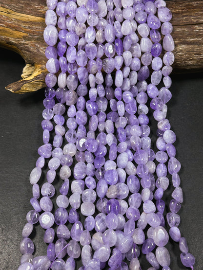 Natural Amethyst Gemstone Beads Freeform Pebble Shape Bead, Beautiful Natural Lavender Purple Color Amethyst Gemstone Bead Full Strand 15.5"