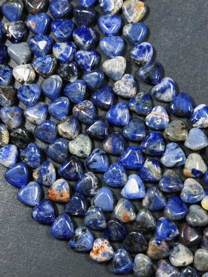 Natural Sunset Sodalite Gemstone Bead 10mm Heart Shape Bead, Beautiful Natural Blue Orange Sodalite Bead Excellent Quality Full Strand 15.5"