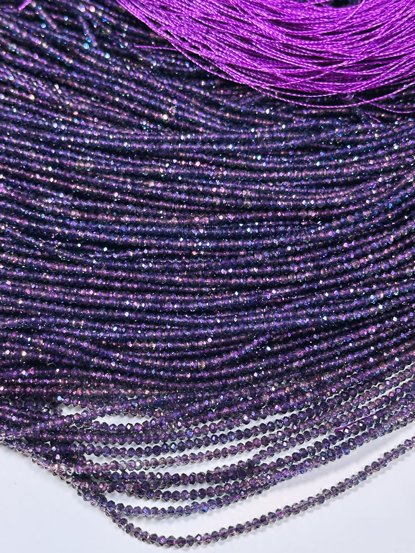 Beautiful Chinese Crystal Glass Beads, Faceted 2mm Round Beads, Gorgeous Translucent Iridescent Purple Crystal Glass Beads 15.5"