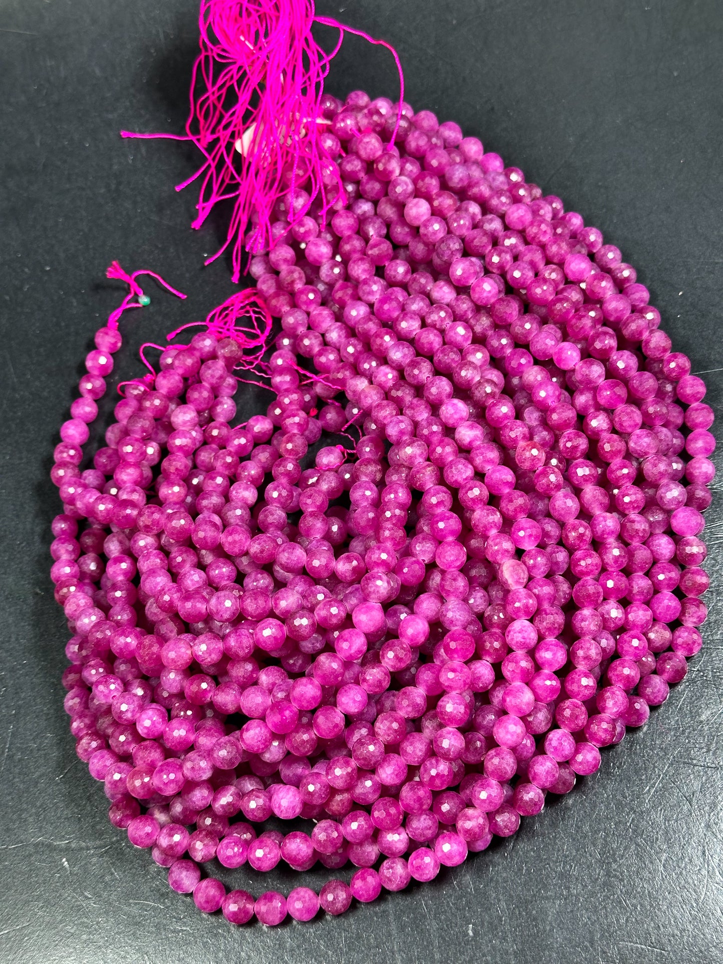 NATURAL Ruby Quartz Gemstone Bead Faceted 6mm 8mm 10mm Round Bead, Beautiful Pink Red Ruby Color Gemstone Bead Full Strand 15.5"