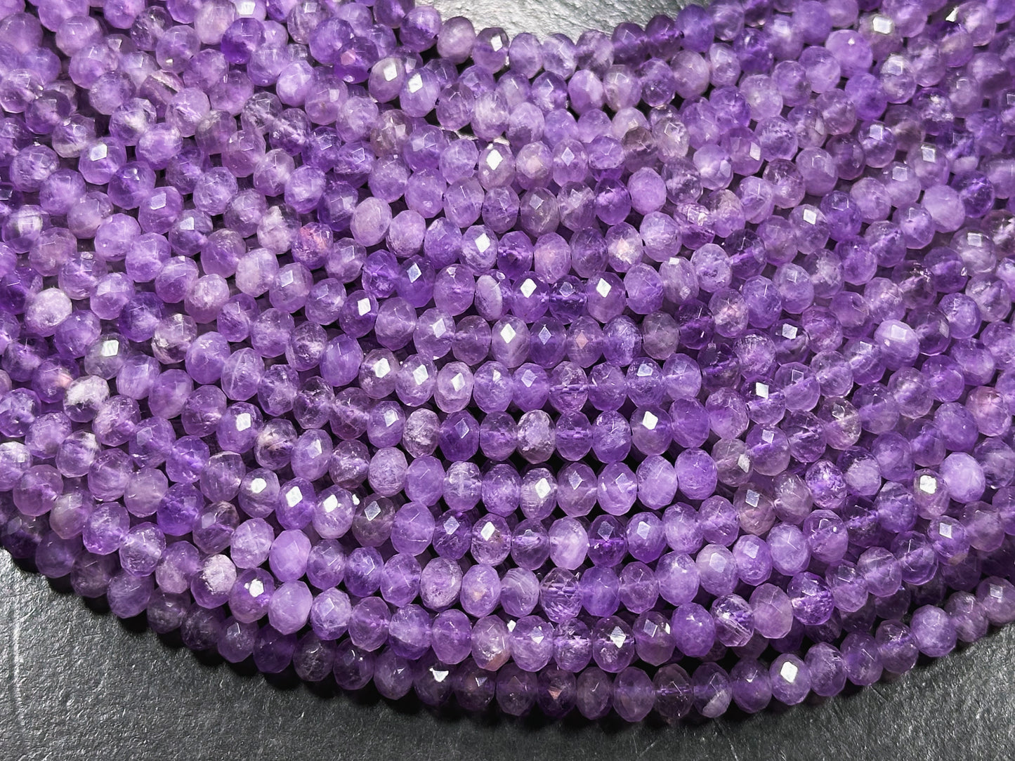 Natural Amethyst Gemstone Bead Faceted 3x5mm Rondelle Shape, Beautiful Natural Purple Amethyst Gemstone Bead Great Quality Full 15.5" Strand