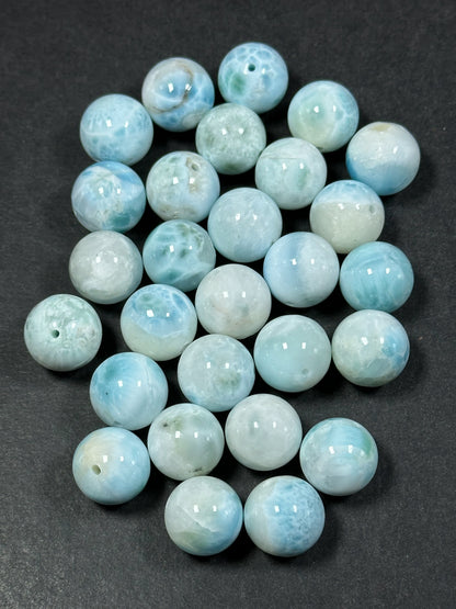 AAA Natural Larimar Gemstone Beads 14mm Round Beads, Beautiful Natural Blue White Color Genuine Larimar Gemstone Beads, LOOSE BEADS (1pc)