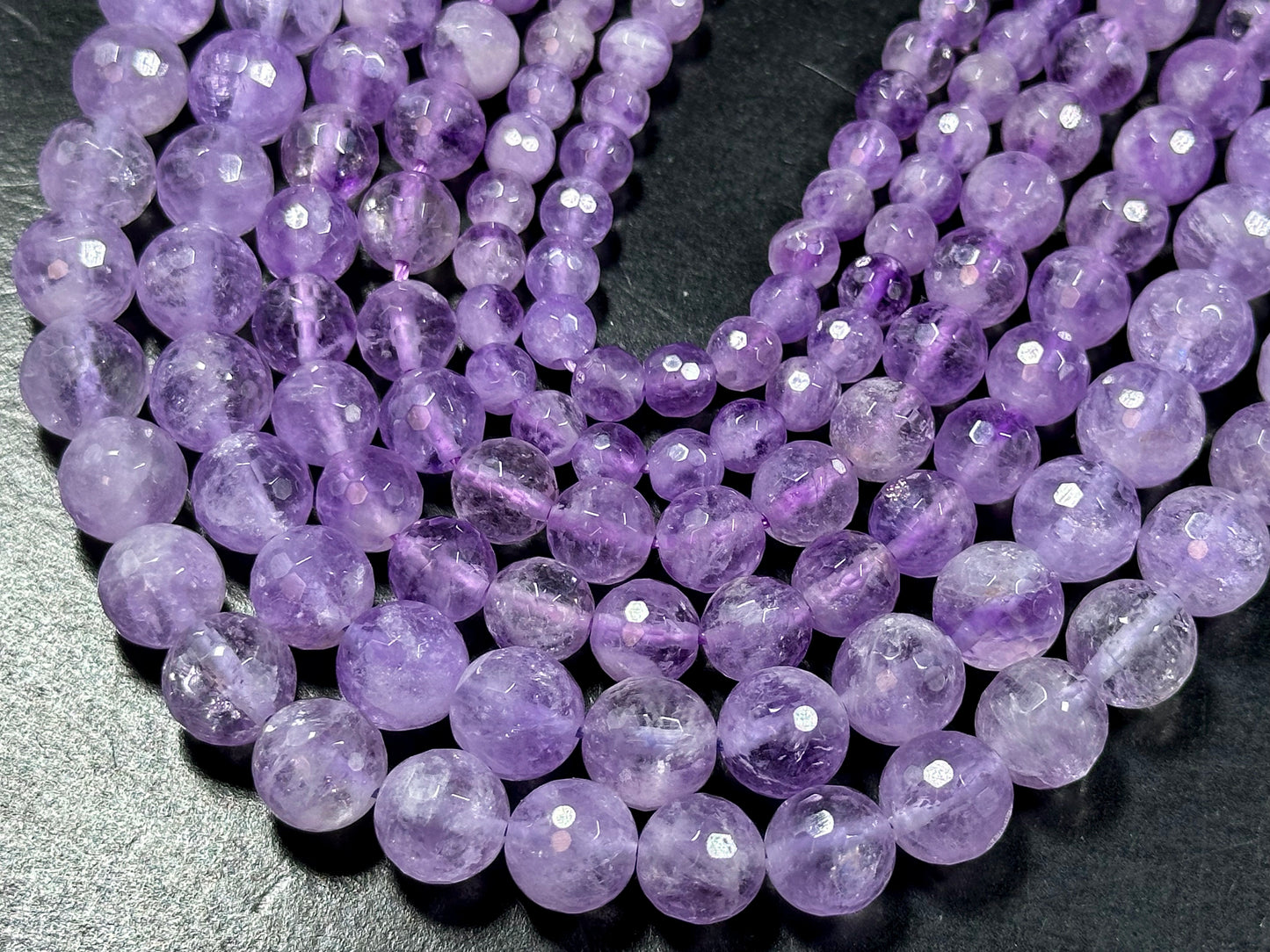 AAA Natural Lavender Jade Gemstone Bead Faceted 6mm 8mm 10mm Round Bead, Gorgeous Natural Clear Lavender Purple Jade Excellent Quality 15.5"