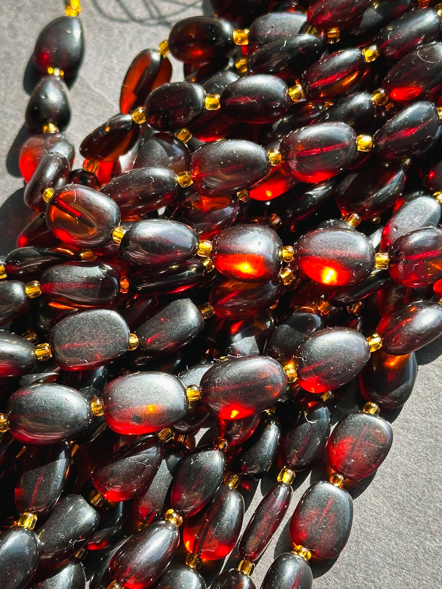 Natural Amber Gemstone Bead 14x10mm Oval Shape Bead, Beautiful Natural Dark Red Brown Color Amber Stone Bead Full Strand 15.5"