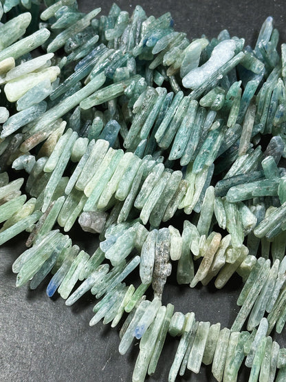 Natural Raw Kyanite Gemstone Beads Freeform Stick Shape Beads, Beautiful Natural Blue Green Color Kyanite Gemstone Beads, Full Strand 15.5"