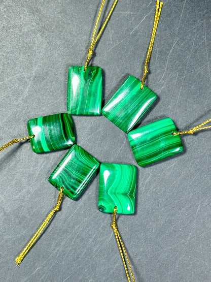 AAA NATURAL Malachite Gemstone Pendant 26x20mm Rectangle Shape Pendant, Gorgeous Natural Green Malachite Gemstone Pendant, Great Quality