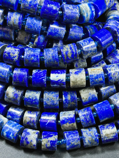 NATURAL Lapis Lazuli Gemstone Bead 10mm Rondelle Cylinder Wheel Shape, Gorgeous Natural Blue Color Lapis Lazuli Gemstone Beads Great Quality