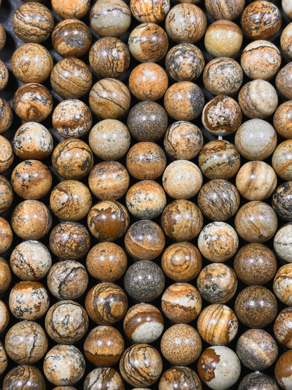 Natural Picture Jasper Gemstone 4mm 6mm 8mm 10mm Round Beads, Beautiful Natural Brown Tan Color Picture Jasper Gemstone Beads 15.5" Strand