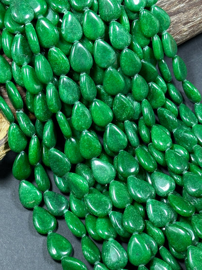 Natural Green Jade Gemstone Bead 20x15mm Teardrop Shape, Beautiful Natural Green Color Jade Gemstone Bead Excellent Quality Full Strand 15.5