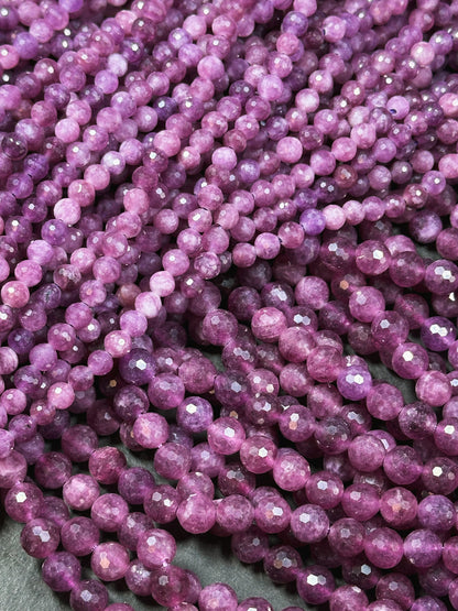 Natural Purple Ruby Quartz Gemstone Bead Faceted 6mm 8mm Round Beads, Beautiful Purple Color Ruby Quartz Stone Beads Full Strand 15.5"