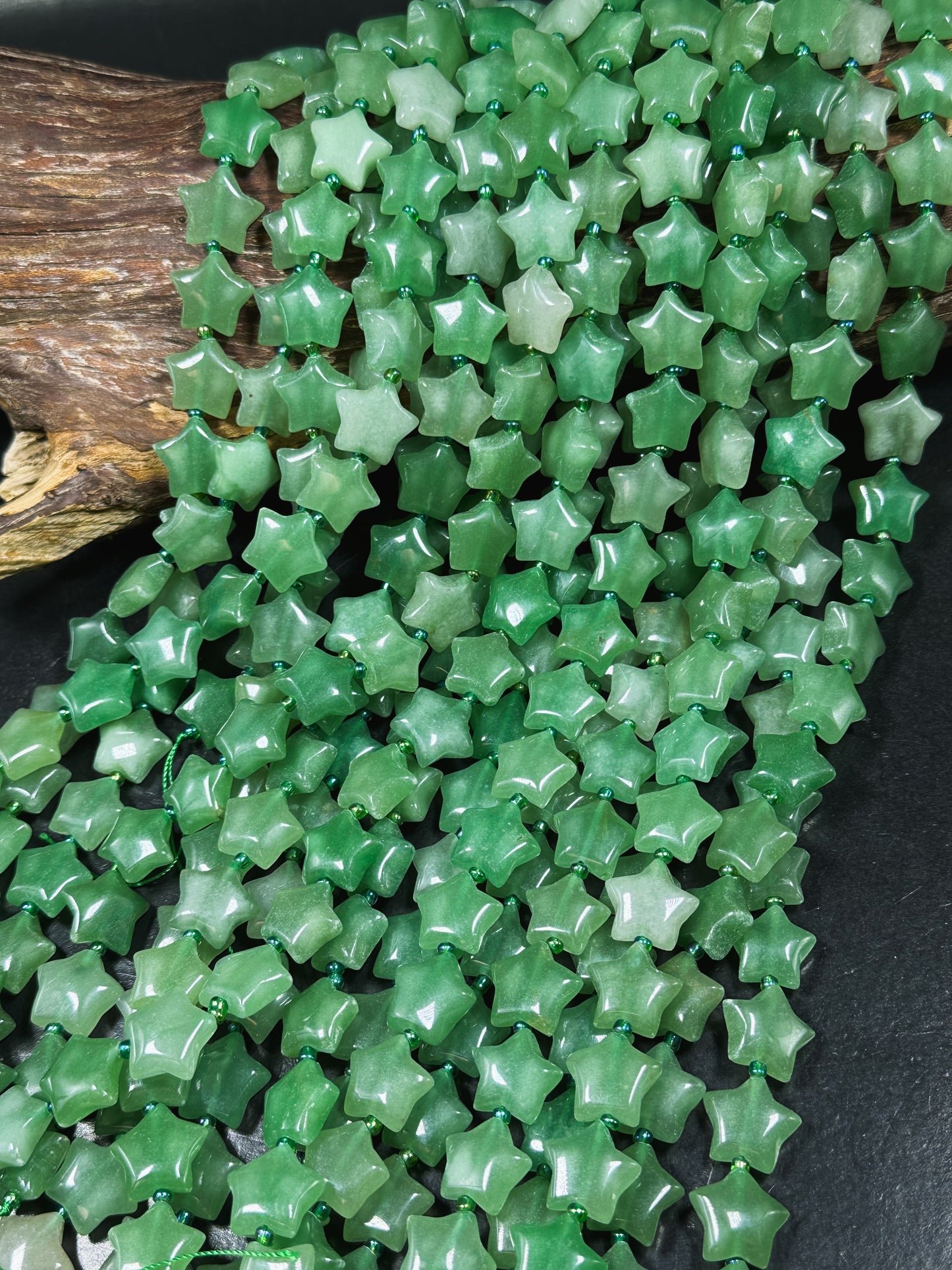 Natural Aventurine Gemstone Bead 15mm Star Shape Bead, Beautiful Natural Green Jade Color Aventurine Beads Great Quality Full Strand 15.5"