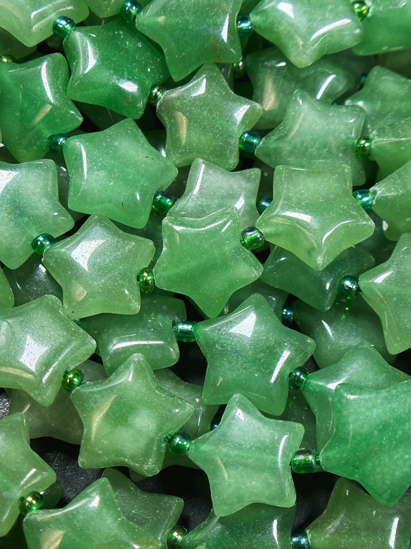 Natural Aventurine Gemstone Bead 15mm Star Shape Bead, Beautiful Natural Green Jade Color Aventurine Beads Great Quality Full Strand 15.5"