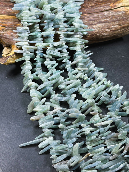 Natural Raw Kyanite Gemstone Beads Freeform Stick Shape Beads, Beautiful Natural Blue Green Color Kyanite Gemstone Beads, Full Strand 15.5"