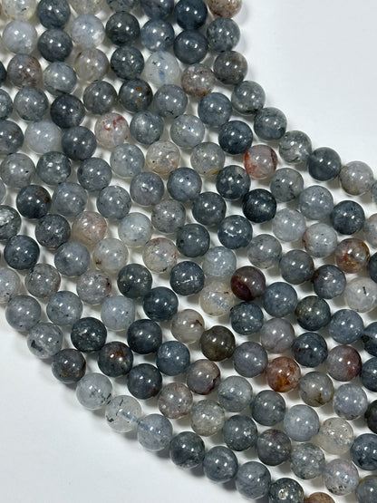 NATURAL Iolite Gemstone Bead 6mm 8mm Round Beads, Beautiful Natural Gray Blue Color Iolite Gemstone Bead Loose Beads Full Strand 15.5"