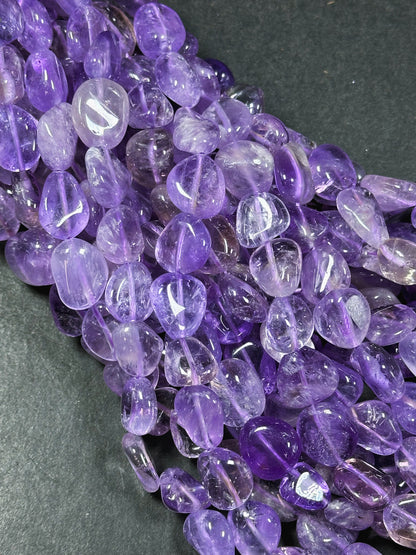 Natural Amethyst Gemstone Beads Freeform Pebble Shape Beads, Beautiful Natural Clear Purple Color Amethyst Gemstone Beads Full Strand 15.5"