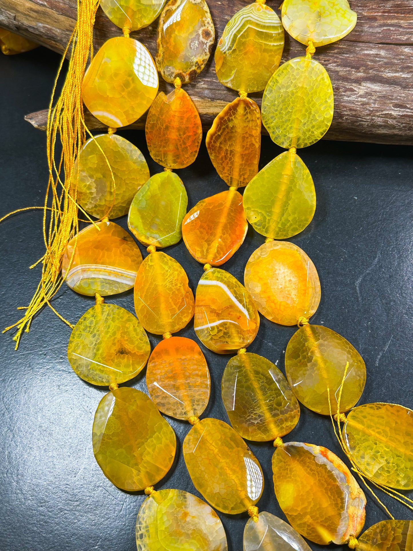 Natural Dragon Skin Agate Gemstone Bead Faceted Freeform Oval Shape, Beautiful Orange Color Dragon Skin Agate Beads, Full Strand 15.5"