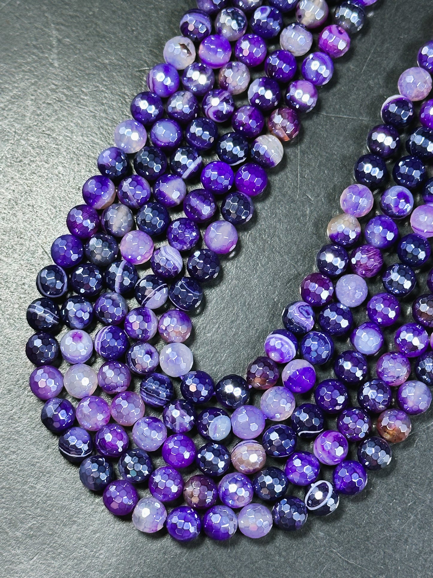 Beautiful Mystic Agate Gemstone Bead Faceted 6mm 8mm 10mm 12mm Round Bead, Beautiful Purple Color Agate Gemstone Bead Full Strand 15.5"