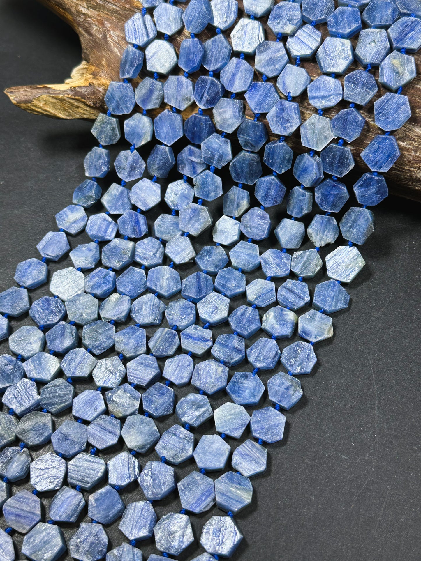 Natural Kyanite Gemstone Bead 14mm Hexagon Shape Bead, Beautiful Natural Blue Color Kyanite Gemstone Beads, Great Quality Full Strand 15.5"