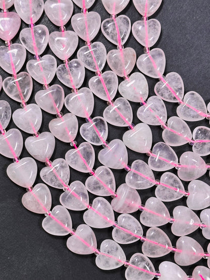 Natural Rose Quartz Gemstone Bead 10mm 14mm Heart Shape Bead, Gorgeous Natural Clear Pink Rose Quartz Beads, Great Quality Full Strand 15.5"