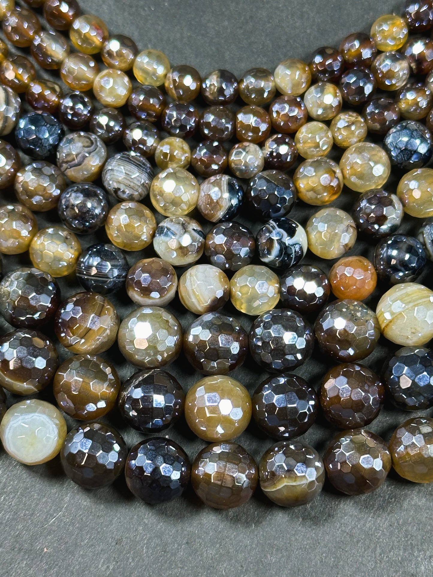 Mystic Natural Botswana Agate Gemstone Bead Faceted 6mm 8mm 10mm Round Beads, Beautiful Natural Brown Botswana Agate Gemstone Bead 15.5"