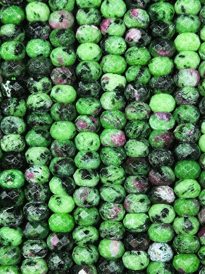 Natural Ruby Zoisite Gemstone Bead Faceted 8x5mm Rondelle Beads, Beautiful Natural Green Ruby Red Ruby Zoisite Beads Excellent Quality 15.5"