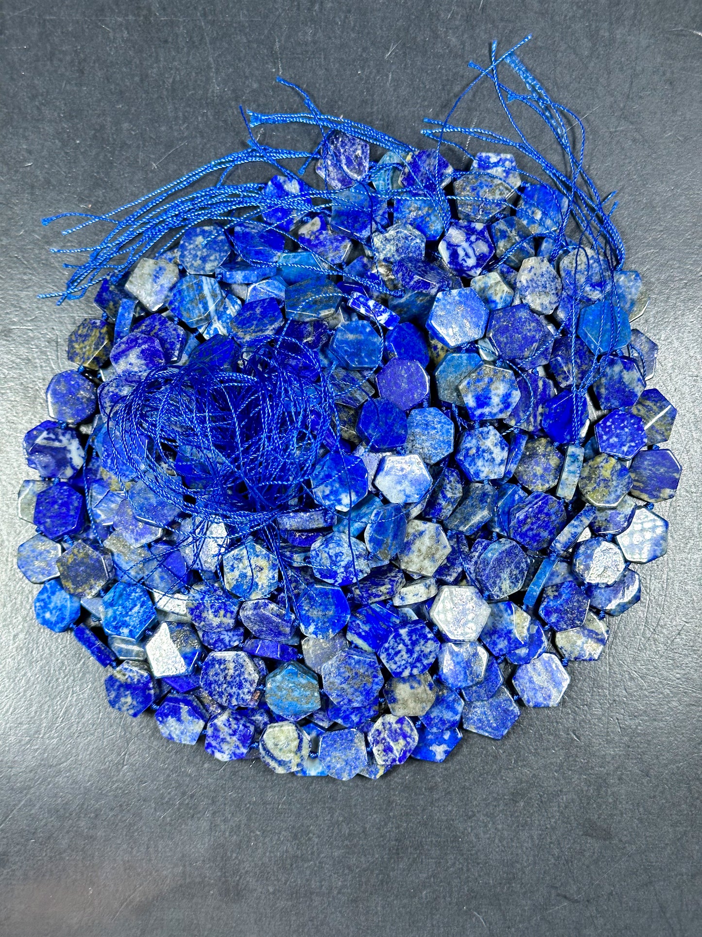 NATURAL Lapis Lazuli Gemstone Bead 13mm 15mm Hexagon Shape, Gorgeous Natural Blue Color Lapis Lazuli Gemstone Loose Beads Full Strand 15.5"