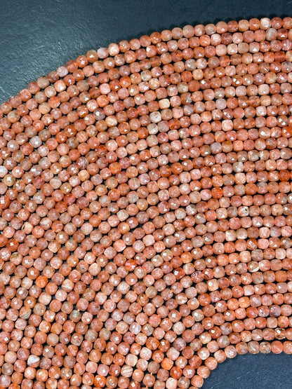 Natural Fire Sunstone Gemstone Bead Faceted 4.5-5mm Cube Shape Bead, Gorgeous Natural Orange Color Fire Sunstone Great Quality Gemstone Bead 15.5"